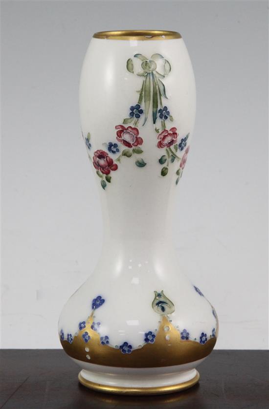 A William Moorcroft 18th century pattern double gourd shaped vase, early 20th century, 17.5cm., rim chip